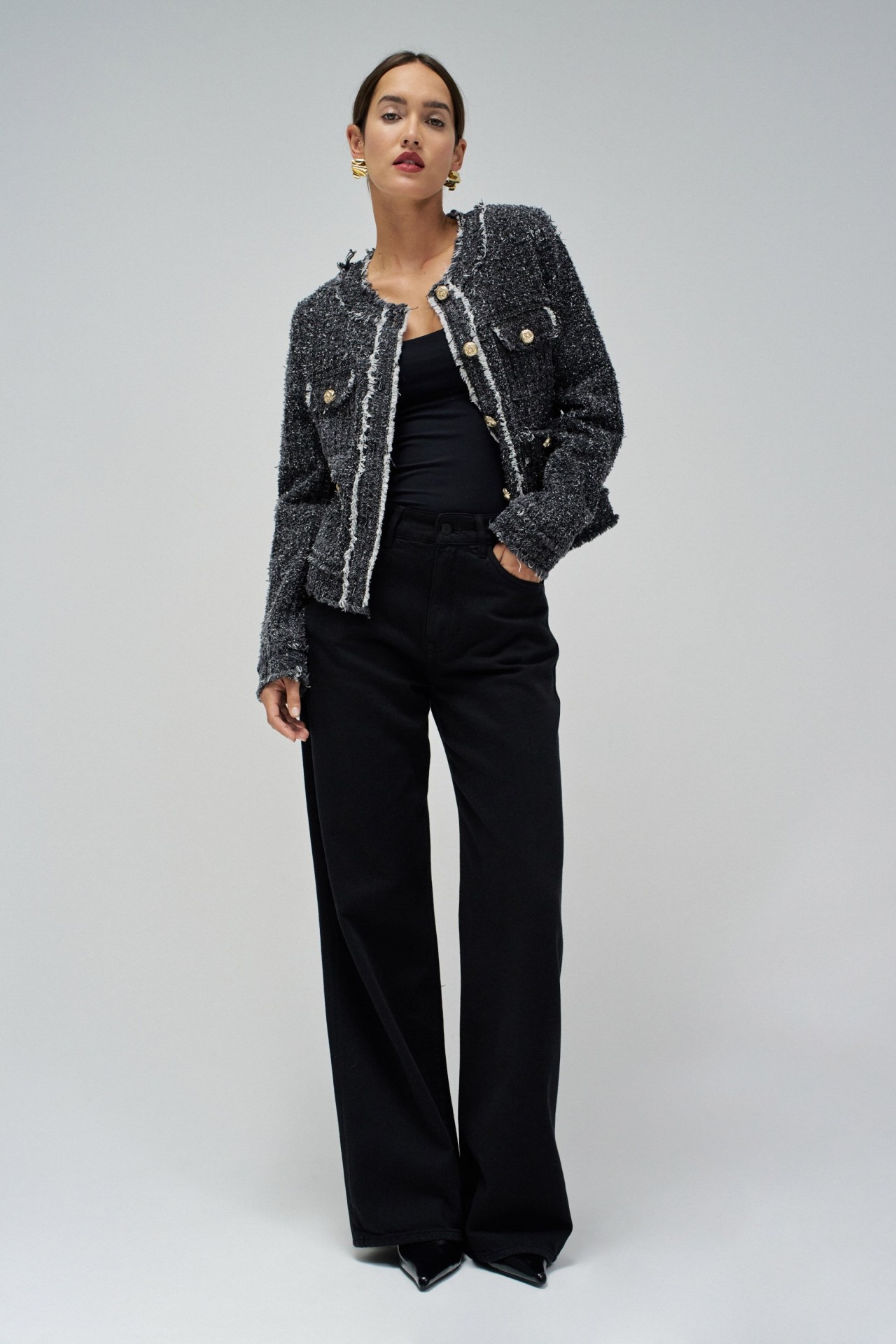 TWEED EFFECT DENIM JACKET