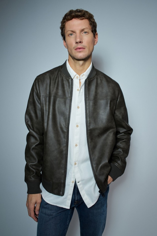 BOMBER JACKET LEATHER EFFECT