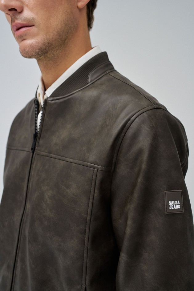 BOMBER JACKET LEATHER EFFECT