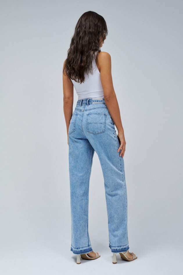 JEANS WIDE LEG EM LIGHTDENIM