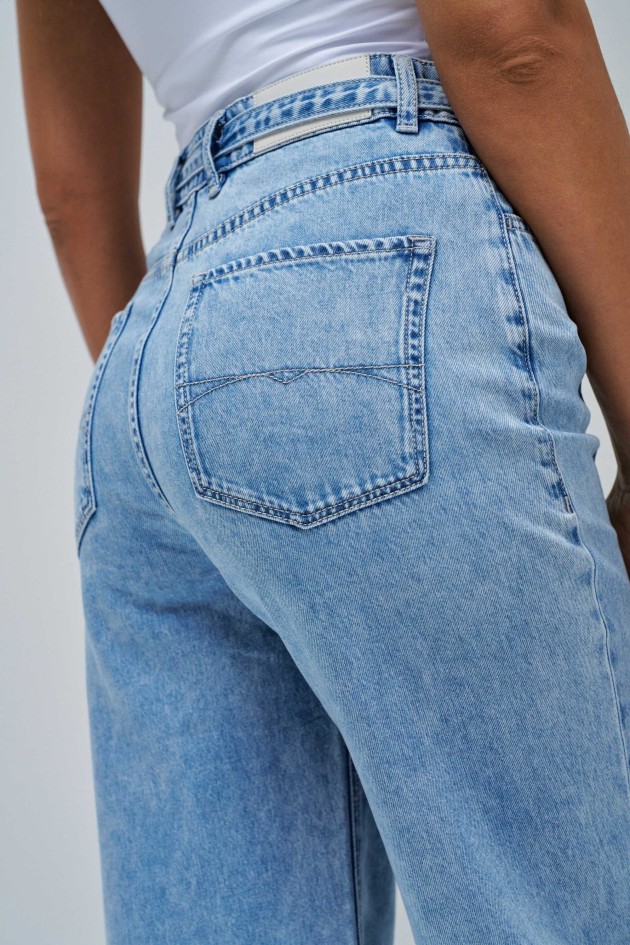 JEANS WIDE LEG EM LIGHTDENIM