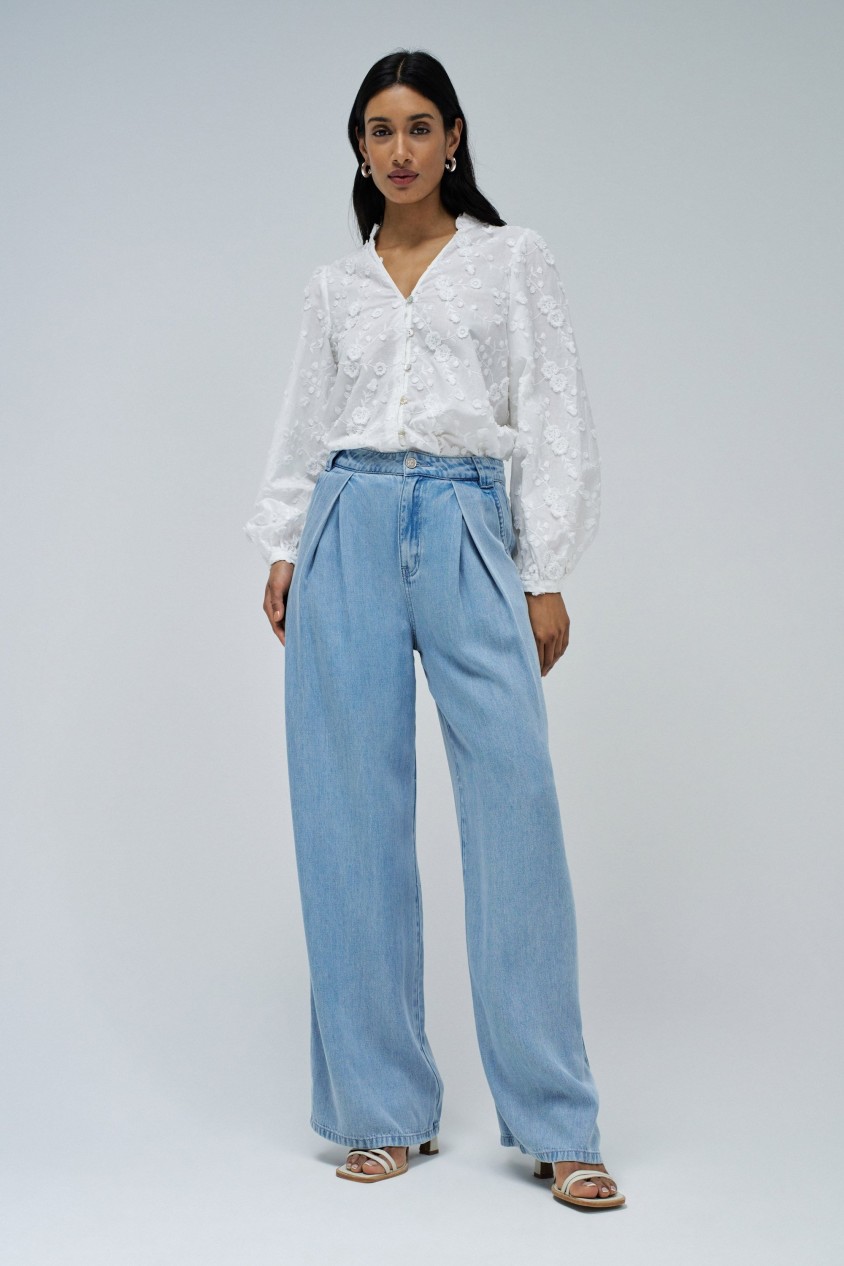 CHINO IN LIGHTDENIM WITH WIDE LEG