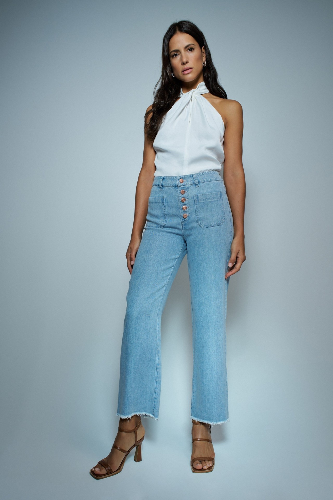 PANTALNCROPPED STRAIGHT LIGHTDENIM
