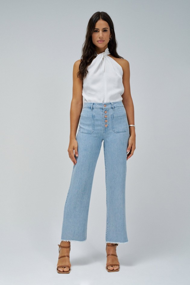 PANTALONES CROPPED STRAIGHT LIGHTDENIM
