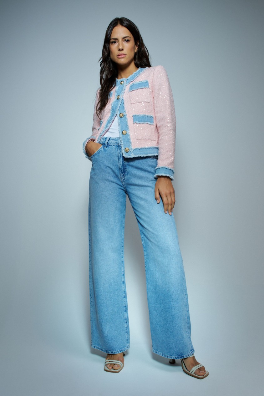 CASACO TWEED COM LANTEJOULAS