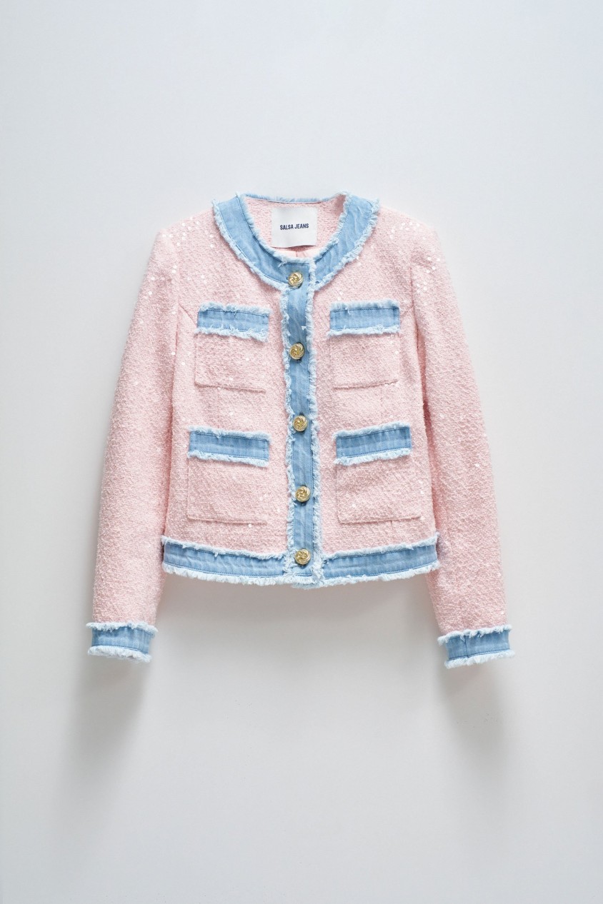 CASACO TWEED COM LANTEJOULAS