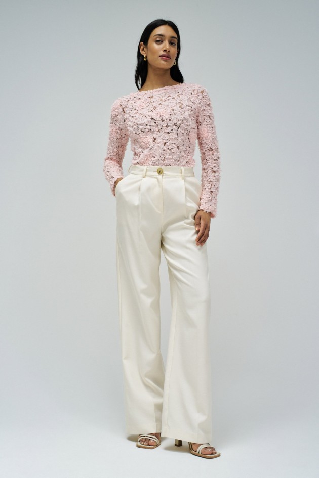 TEXTURED SWEATER WITH FLOWERS