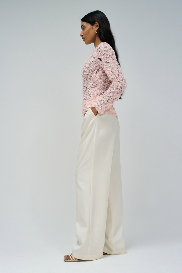 TEXTURED SWEATER WITH FLOWERS