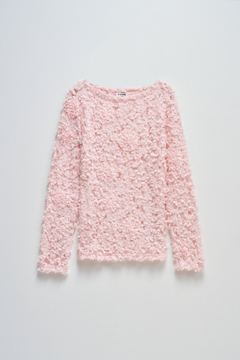 CAMISOLA TEXTURADA COM FLORES