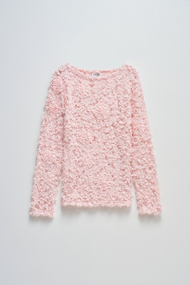 TEXTURED SWEATER WITH FLOWERS