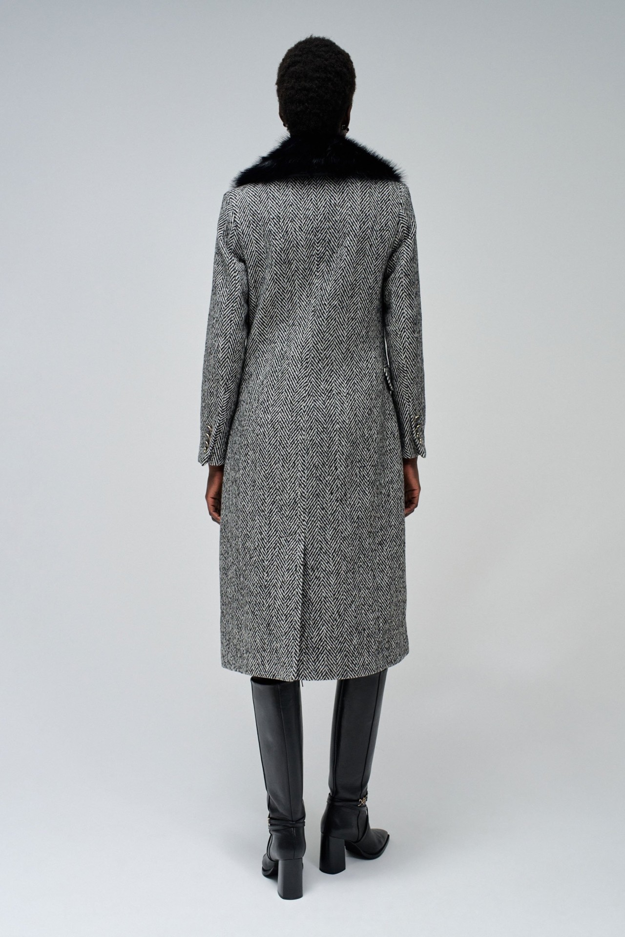 STOFFJACKE MIT PELZKRAGEN