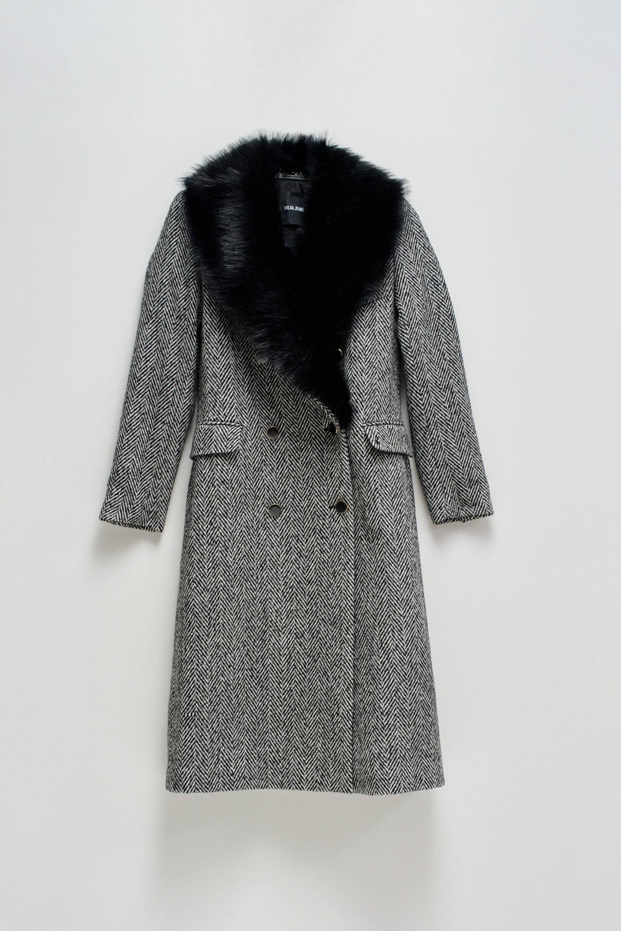 STOFFJACKE MIT PELZKRAGEN