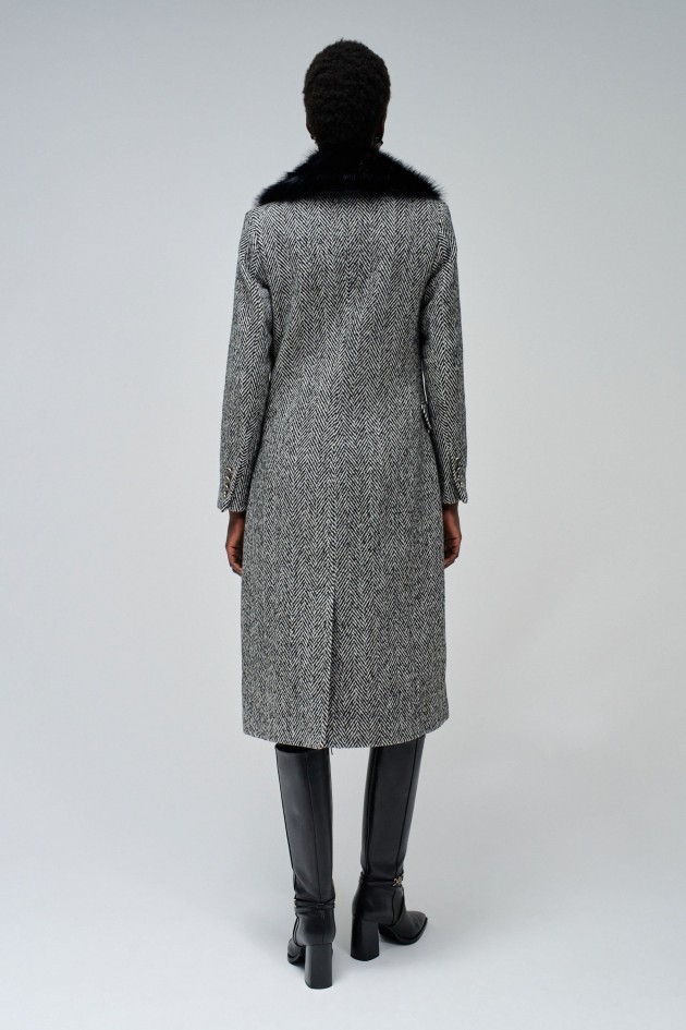 STOFFJACKE MIT PELZKRAGEN