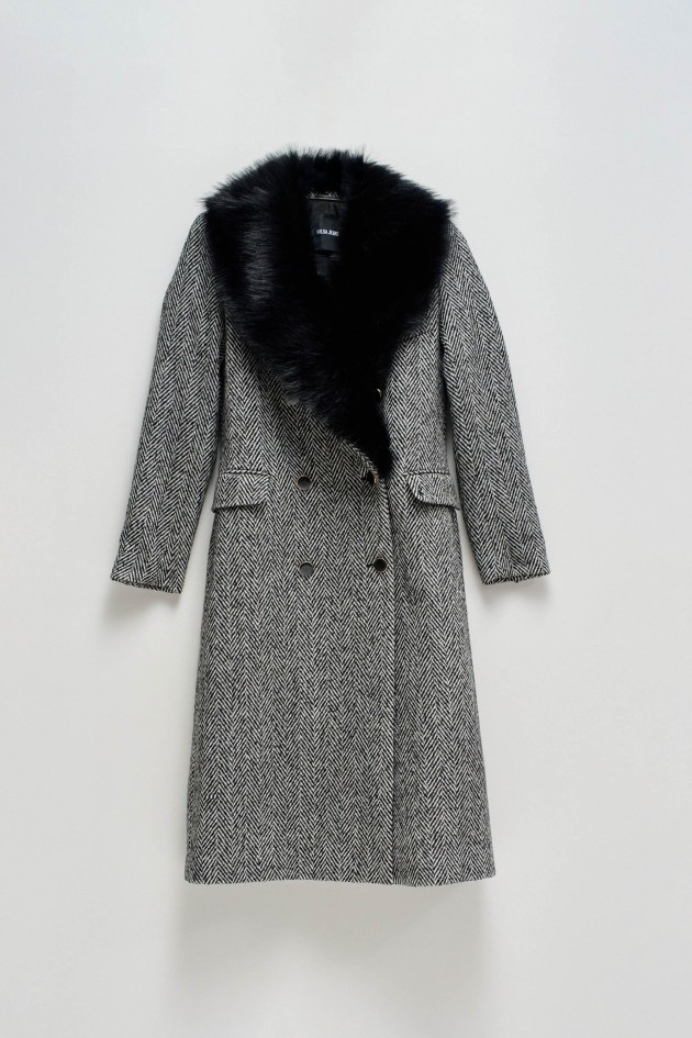 STOFFJACKE MIT PELZKRAGEN