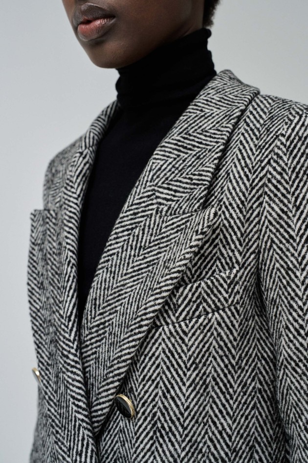 STOFFJACKE MIT PELZKRAGEN