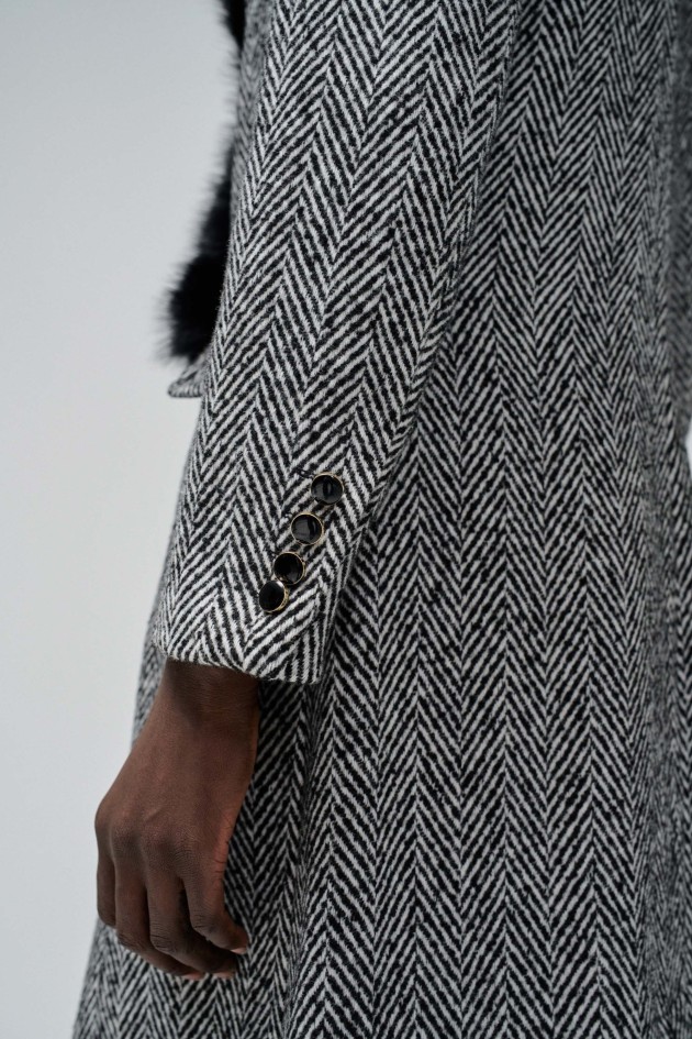 STOFFJACKE MIT PELZKRAGEN