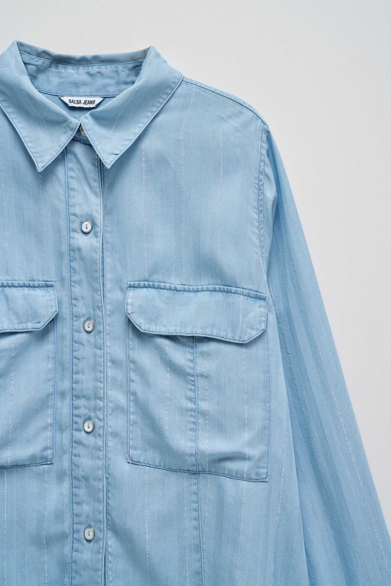 BLUSE LIGHTDENIM MIT GLANZ