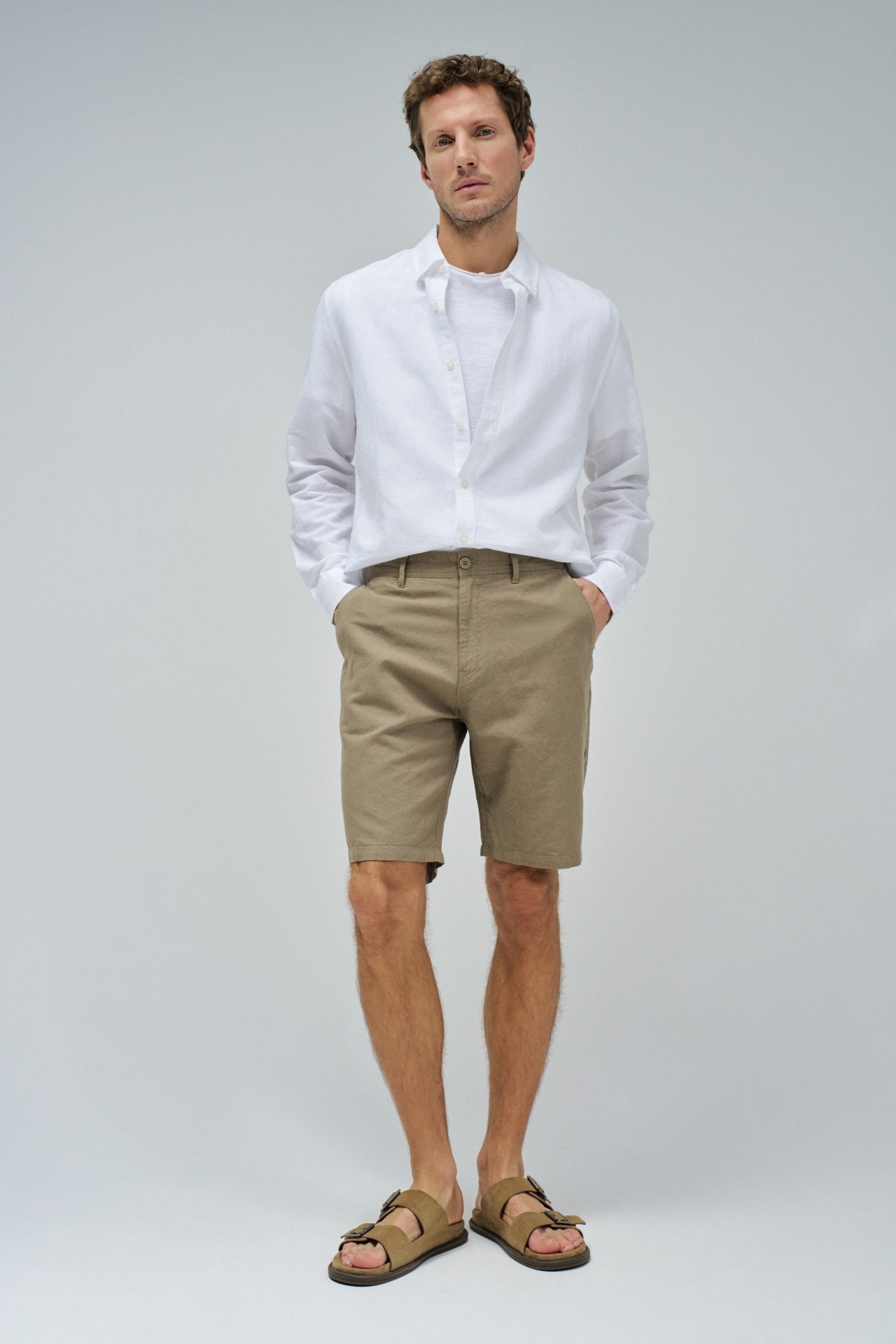 SHORTS EN MLANGE DE LIN