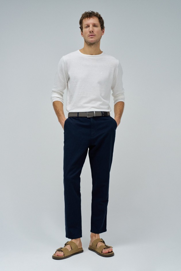 CHINO TROUSERS WITH LINEN BLEND