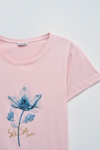 T-SHIRT WITH PRINT AND BEADS