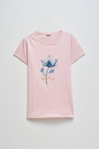 T-SHIRT WITH PRINT AND BEADS