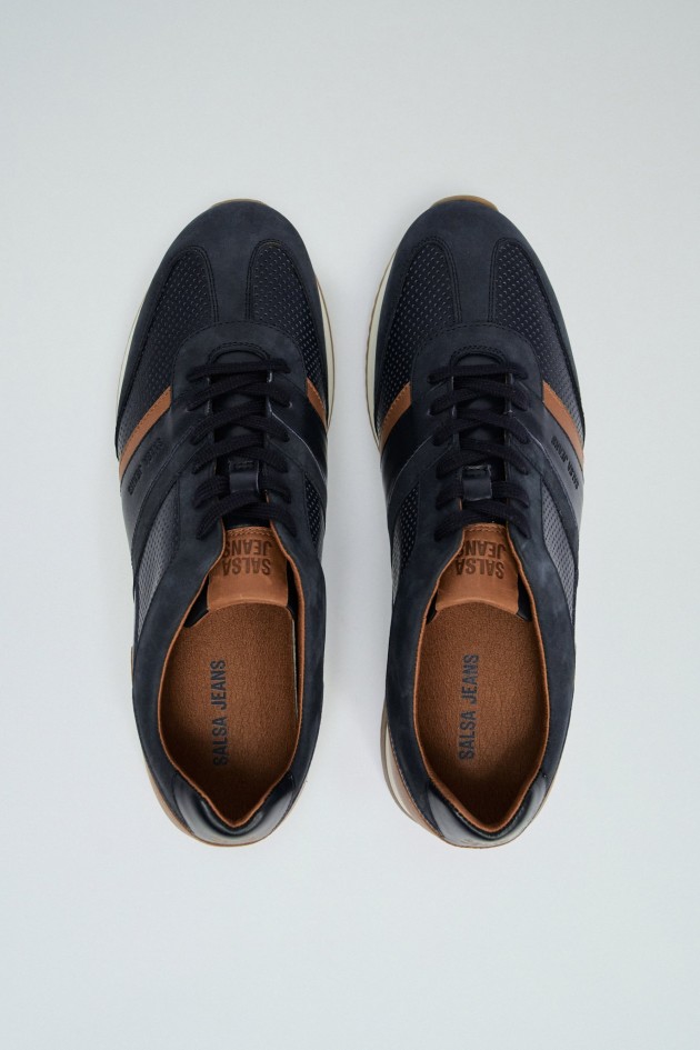 LEATHER AND SUEDE TRAINERS