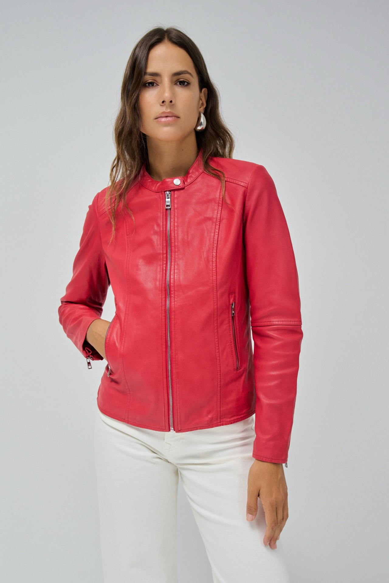 Cuero Roja Precios Chaquetas Piel Mujer Chamarra De Cuero Roja