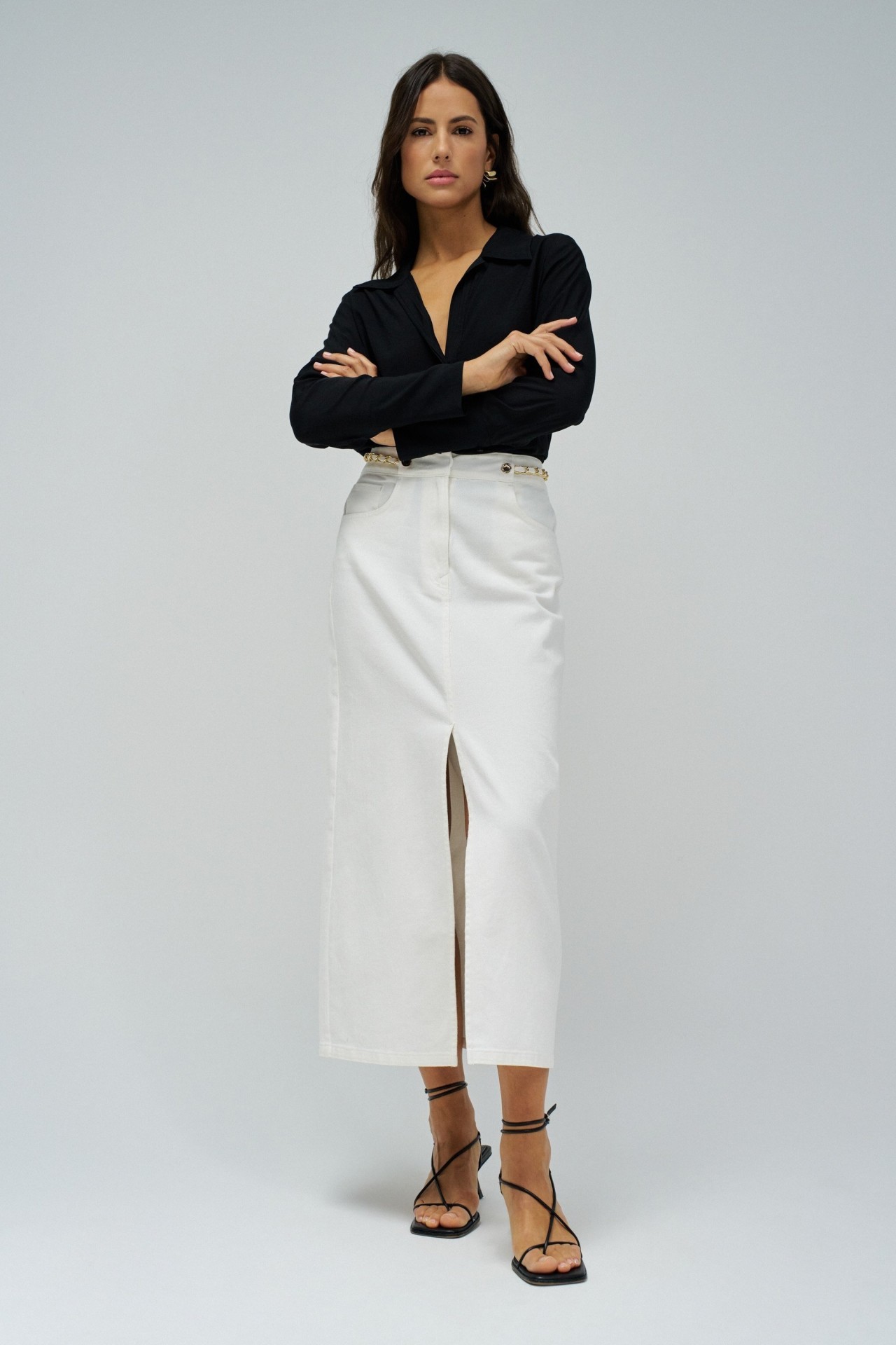 TRUE MIDI DENIM SKIRT