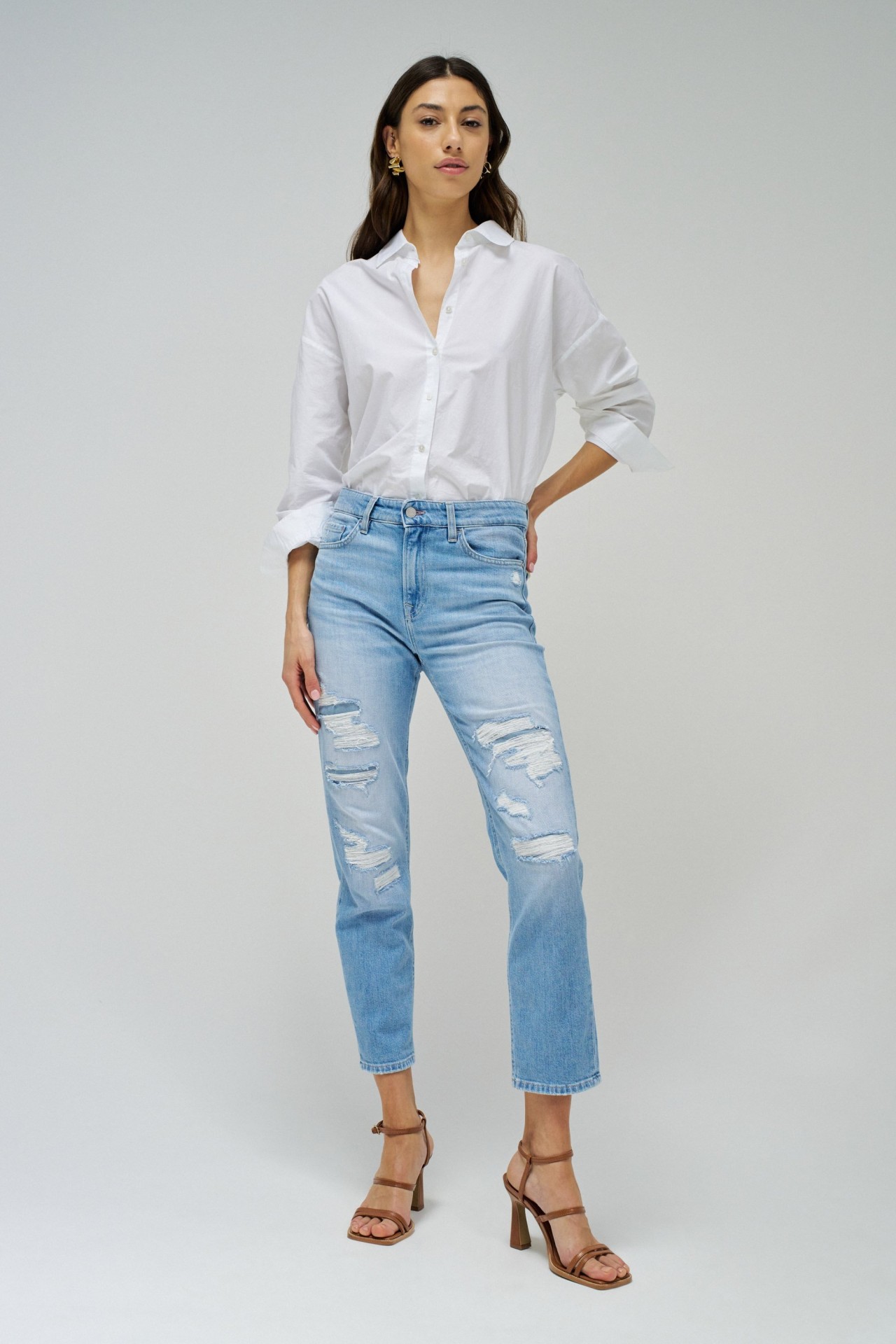 JEANS TRUE CROPPED SLIM WITH RIPS