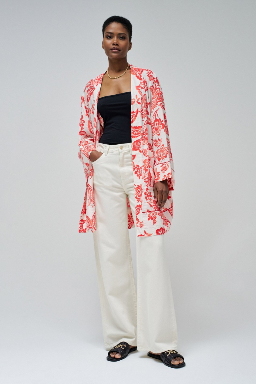 KIMONO COM ESTAMPADO FLORAL