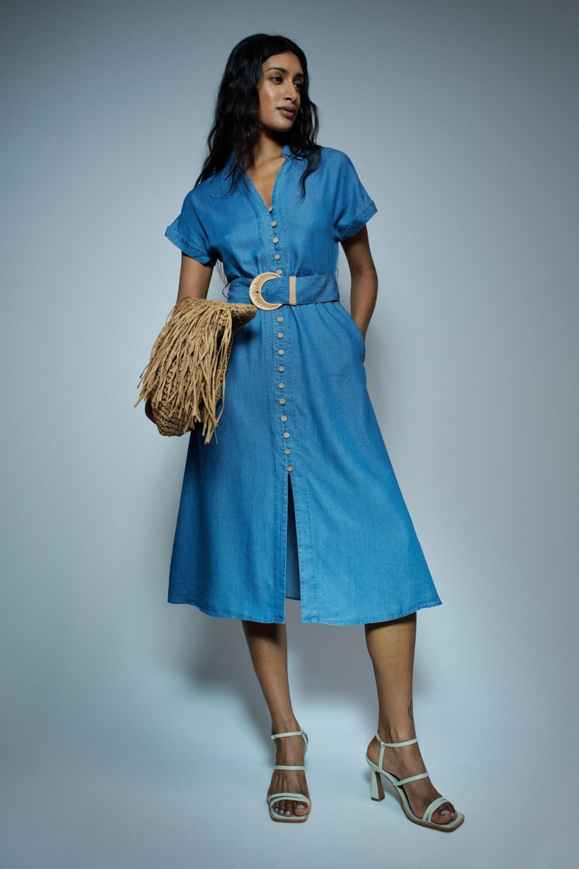 MIDI-KLEID IN LIGHTDENIM