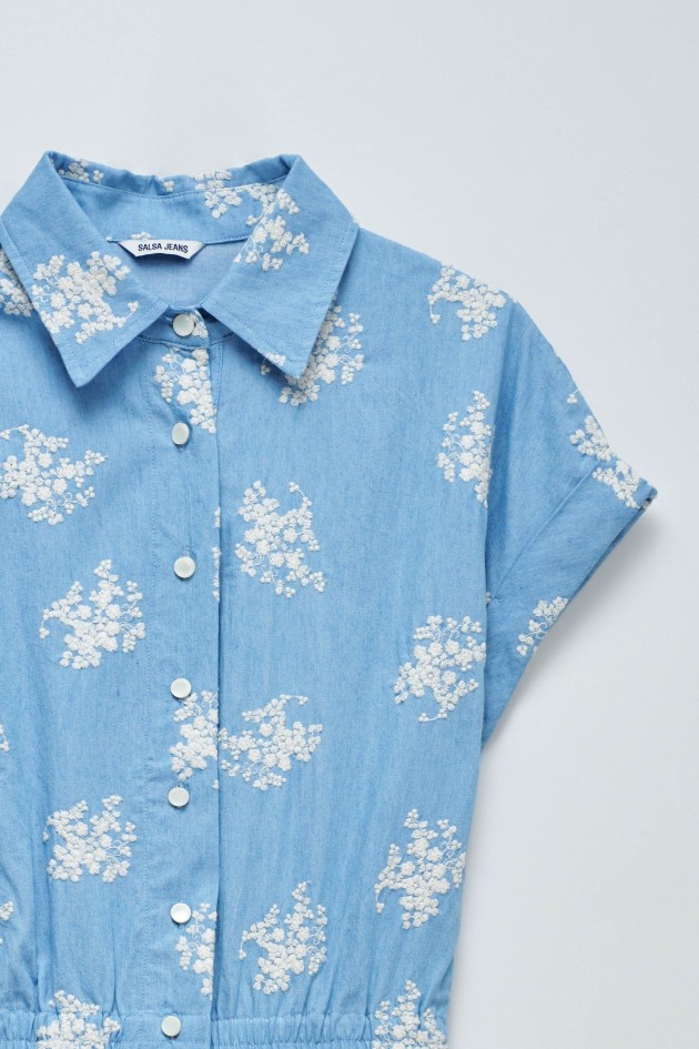 COMBINAISON COURTE EN JEAN AVEC BRODERIE