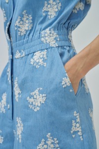 SHORT DENIM JUMPSUIT WITH EMBROIDERY