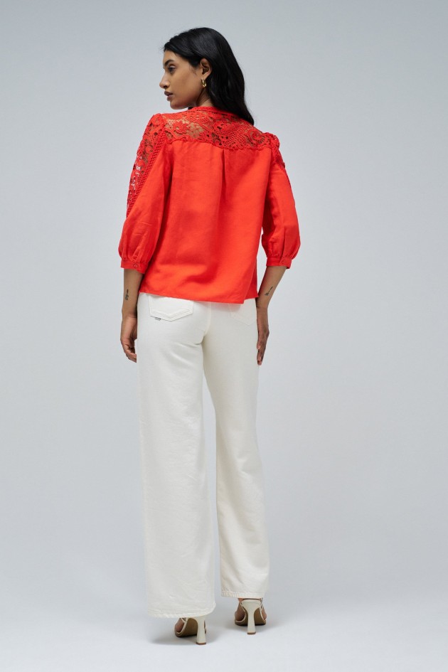 CAMISA DE LINO CON ENCAJE