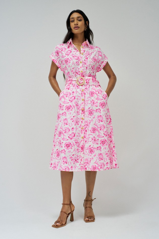 ROBE CHEMISIER AVEC BRODERIE ANGLAISE