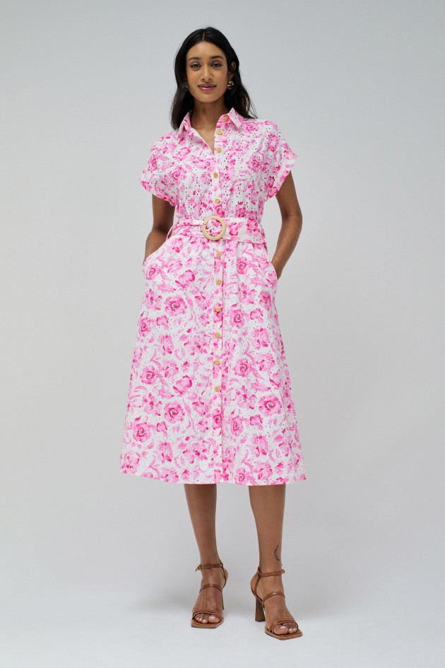 VESTIDO CAMISEIRO EM BORDADO INGLS