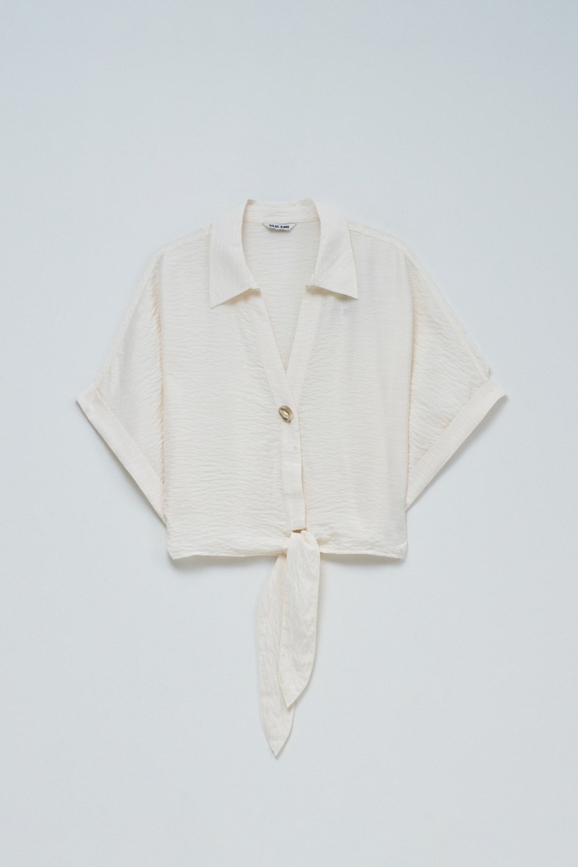 SHIRT WITH BOW AT THE HEM