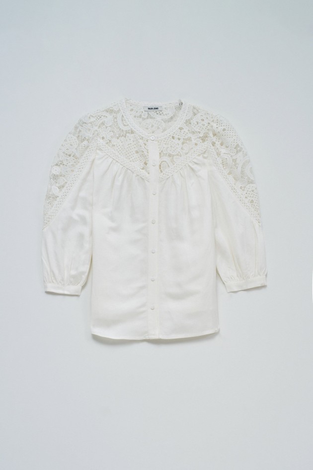 CAMISA DE LINO CON ENCAJE