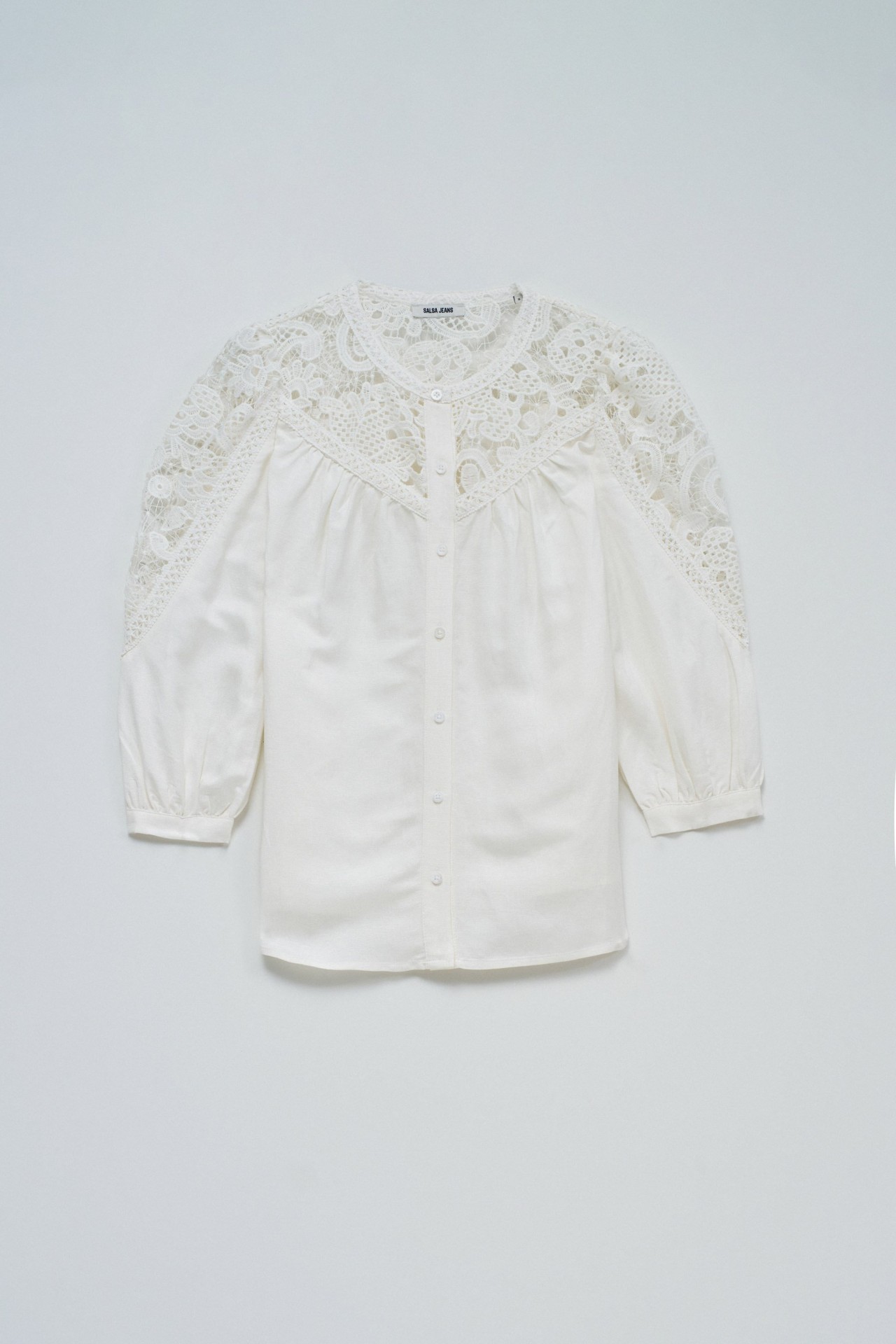 LINEN SHIRT WITH LACE