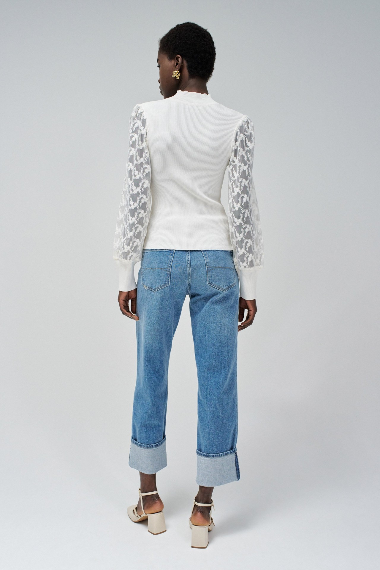 HIGH NECK TOP WITH LACE DETAILS