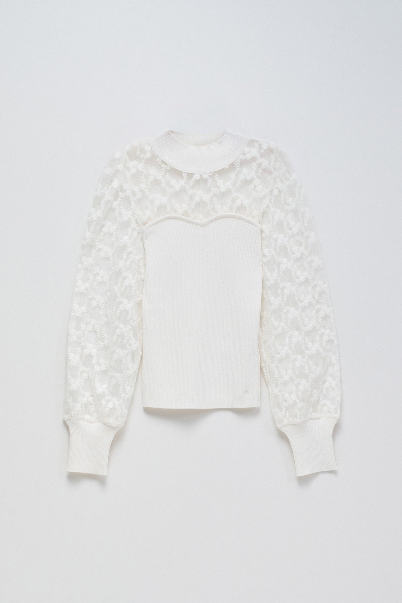 HIGH NECK TOP WITH LACE DETAILS