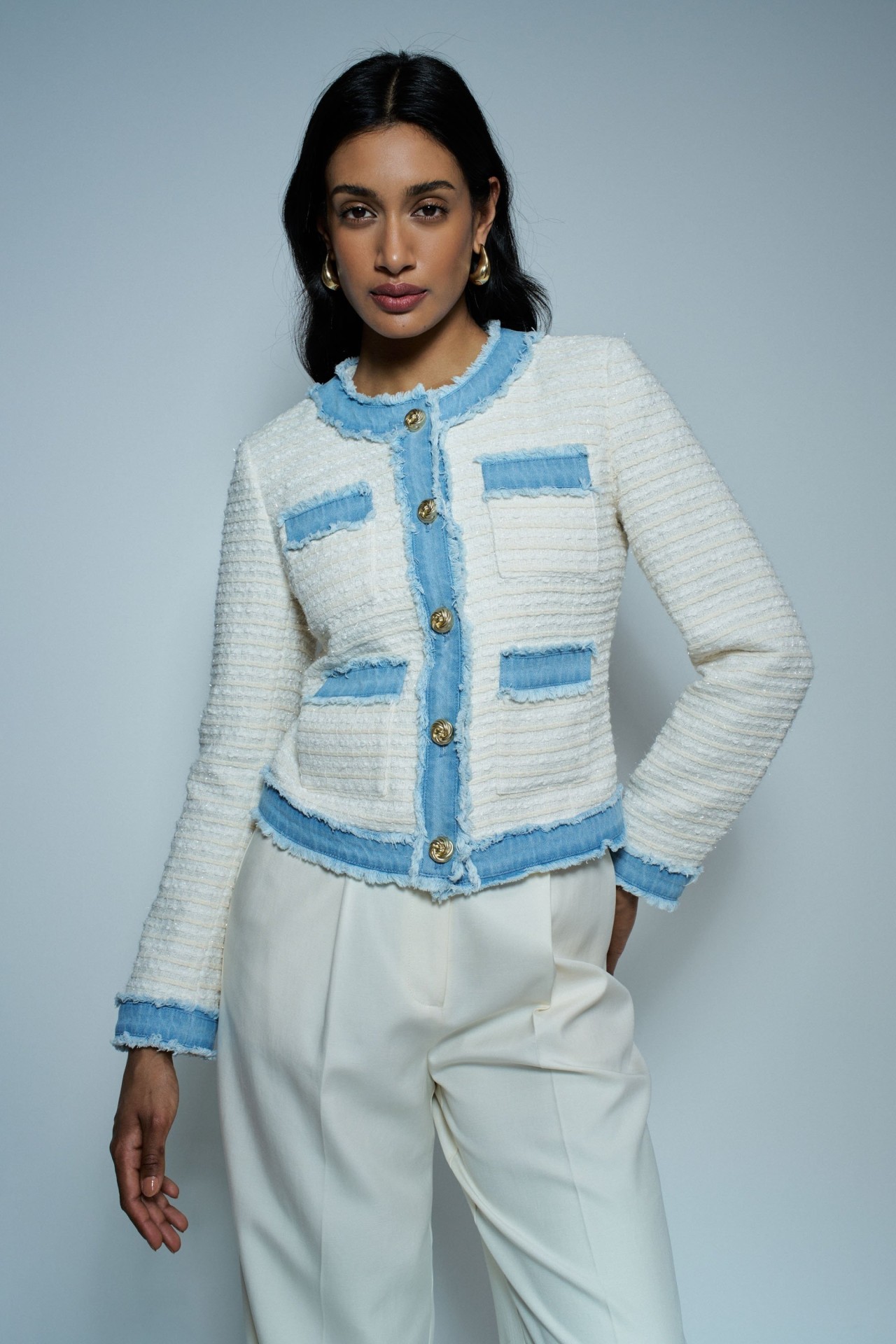 VESTE TWEED DTAILS EN JEAN