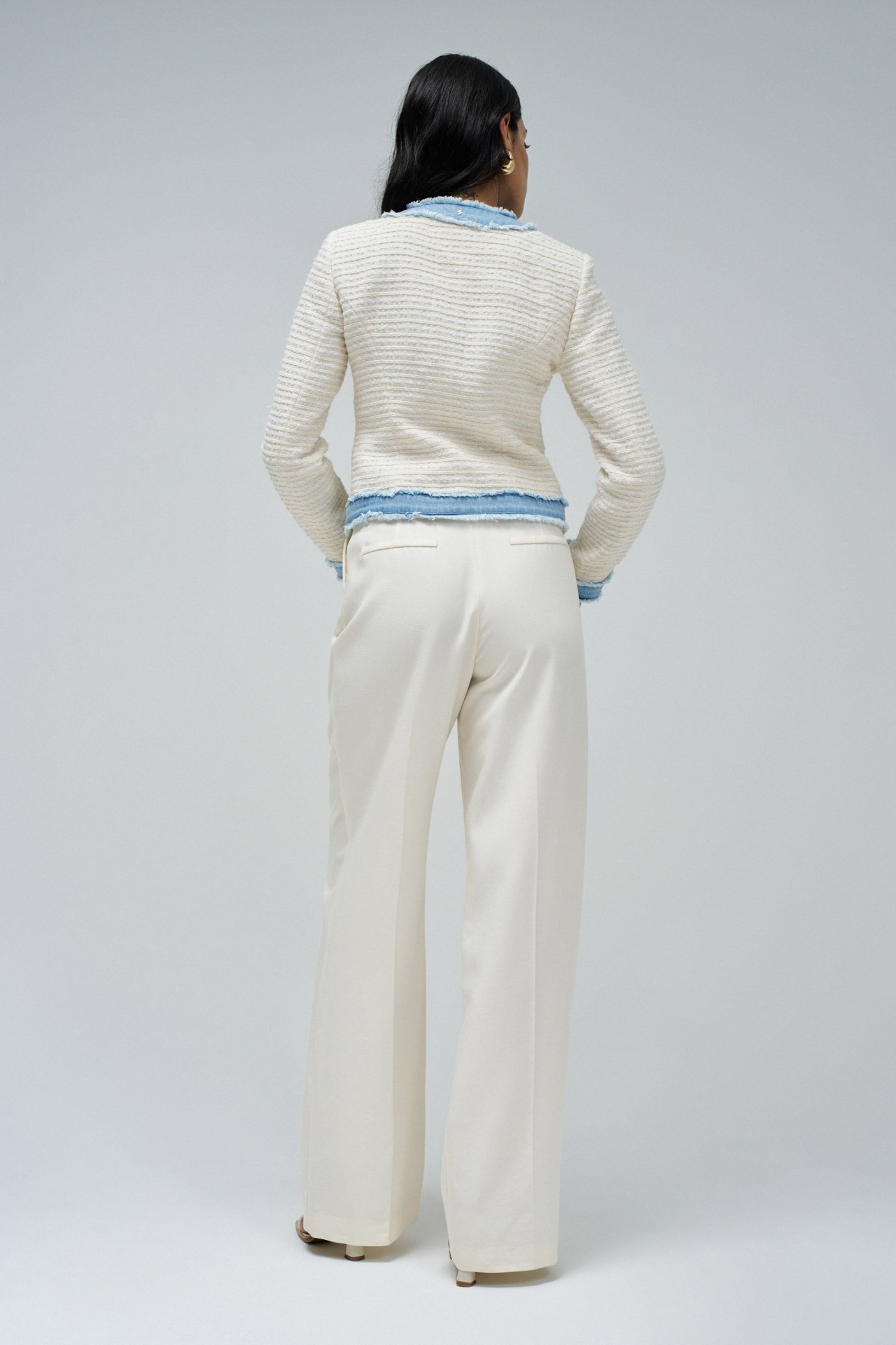 CASACO TWEED DETALHES EM DENIM