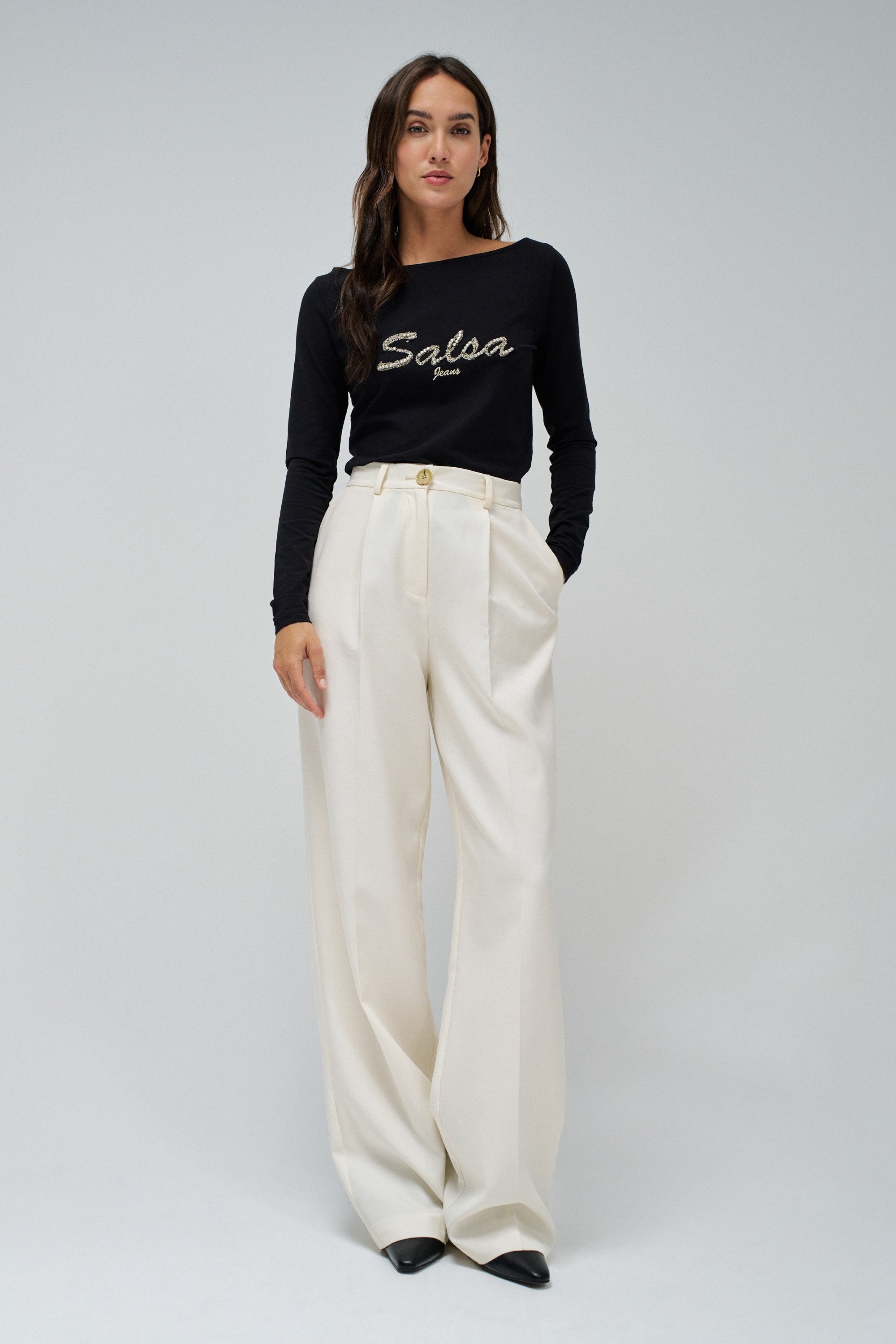 Pull Femme Salsa Noir Et Blanc – Neuf Avec étiquettes, En Coton, Taille Regular