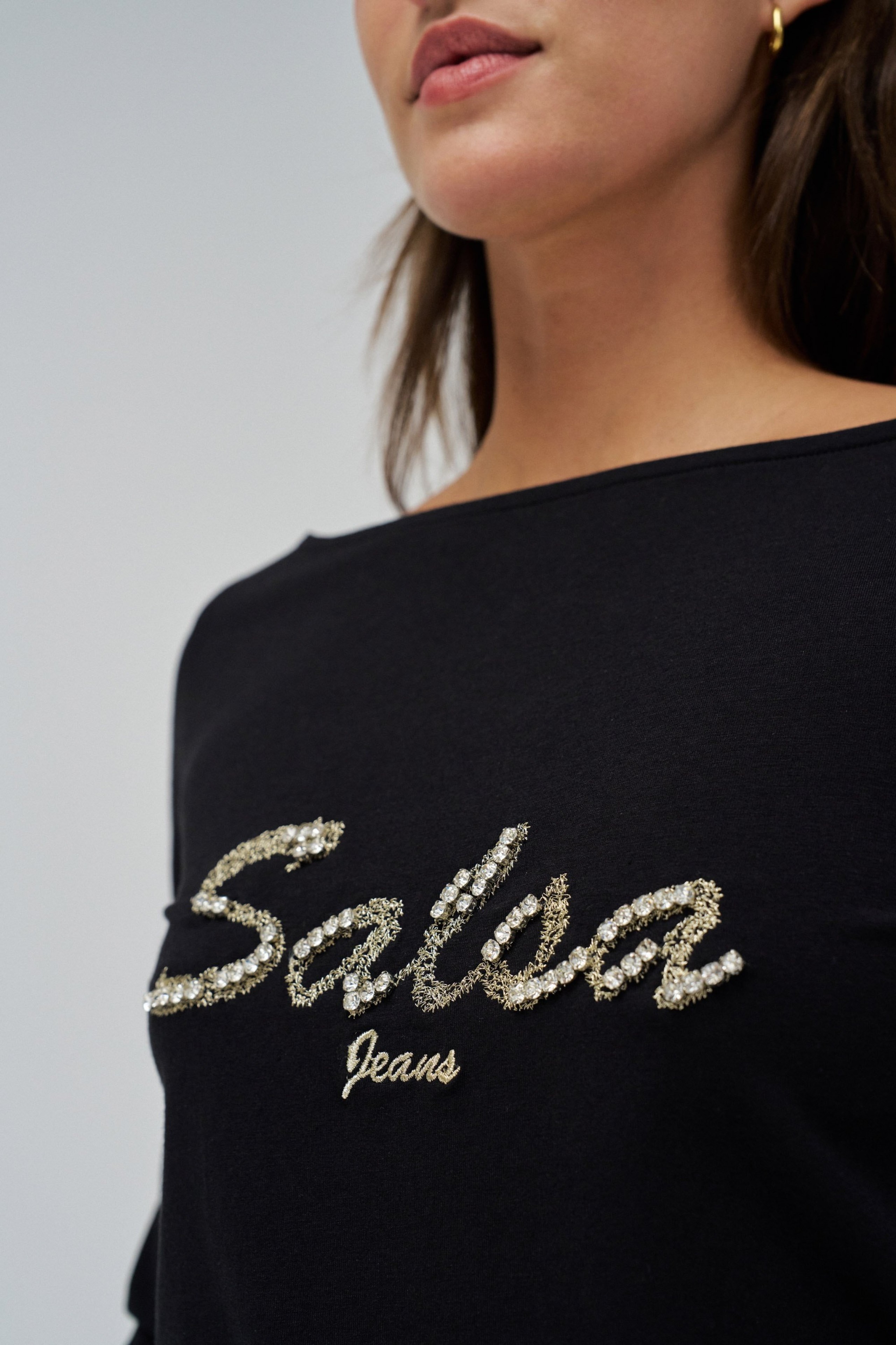Pull Femme Salsa Noir Et Blanc - Neuf Avec étiquettes, 100% Coton, Coupe Régulière