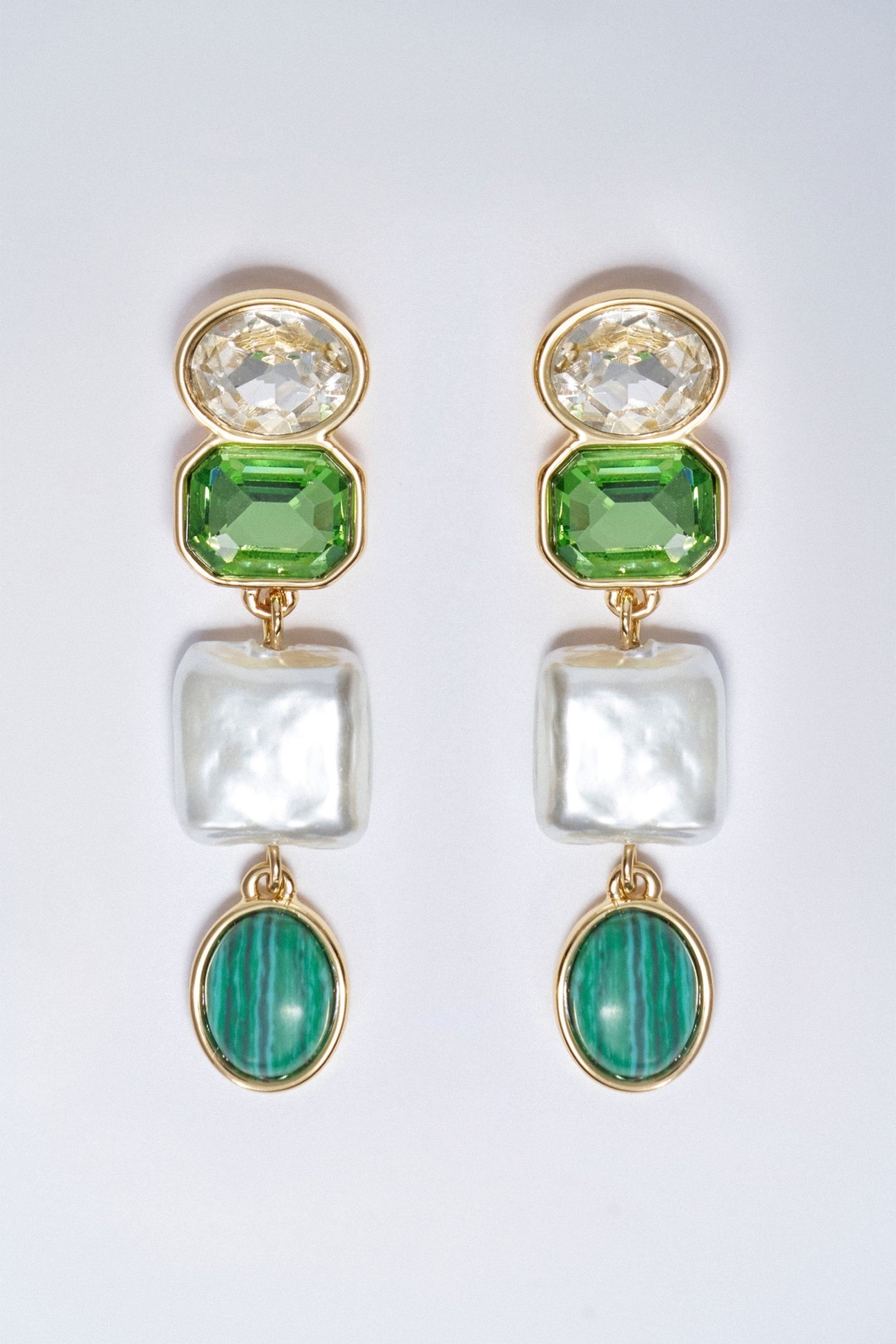 SUSPENDED EARRINGS WITH STRASS STONES