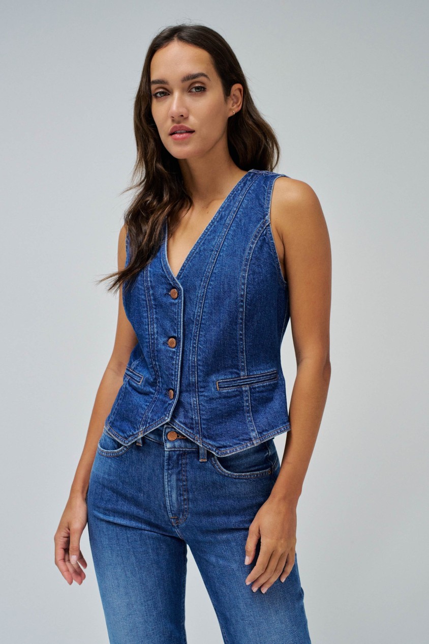 Mezclilla Camisa Vaquera Sin Mangas TOPSCAMISETAS TIRANTES SLIM