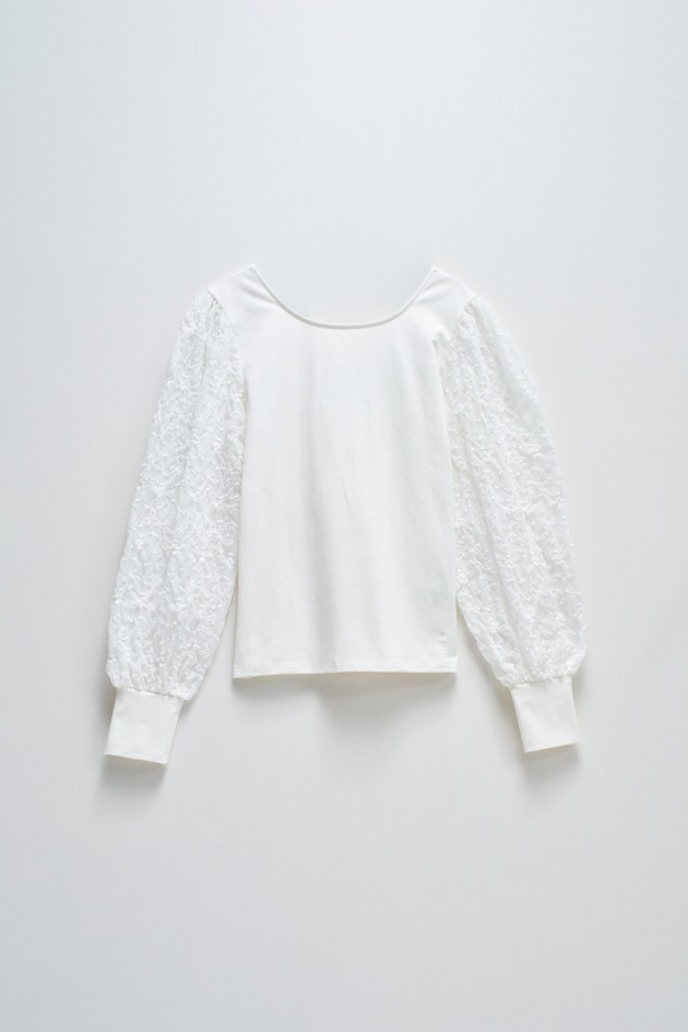 SWEATER WITH SLEEVES IN ENGLISH EMBROIDERY