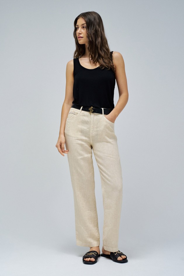 CALÇAS STRAIGHT EM LINHO