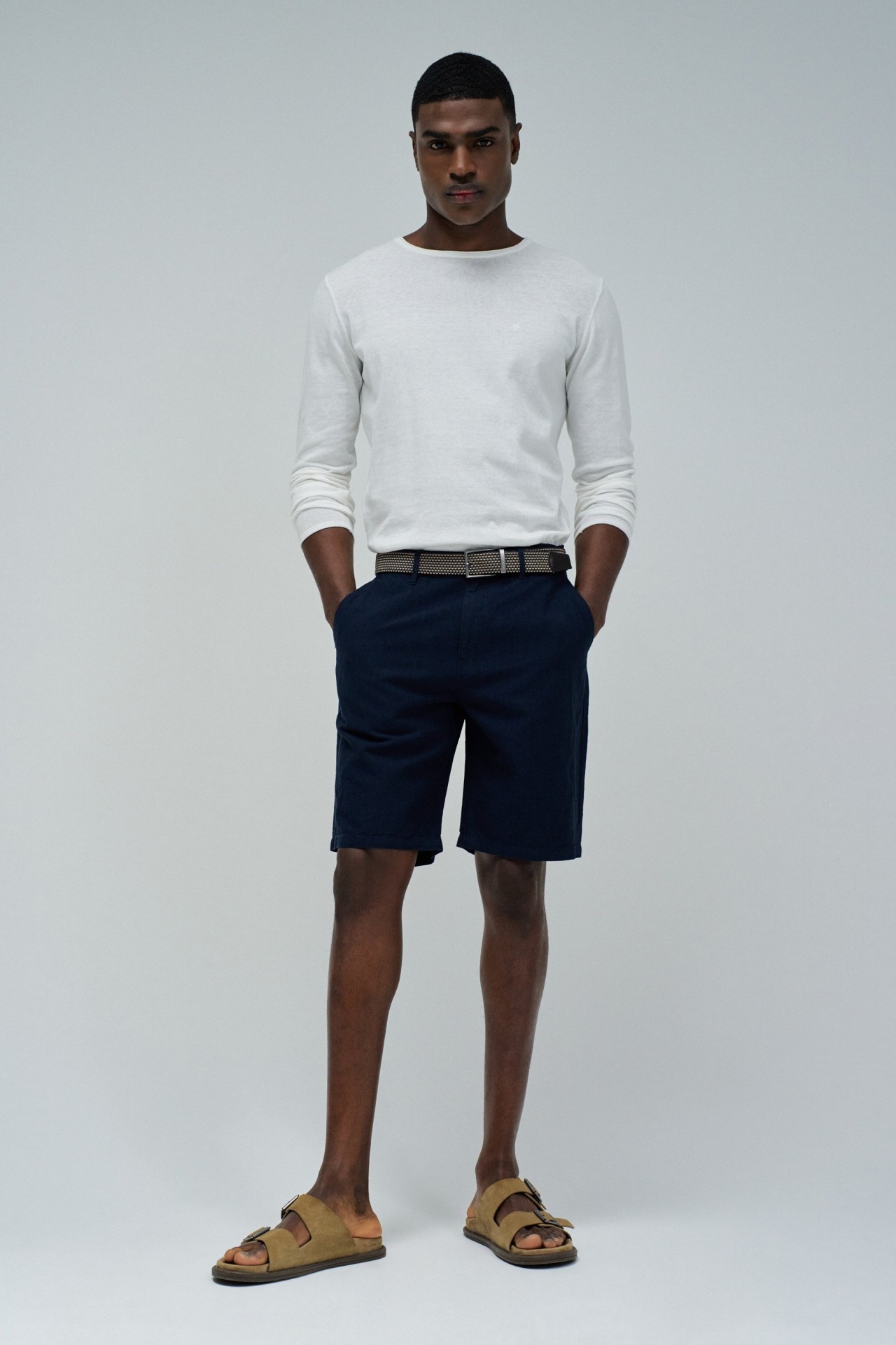 SHORTS EN MLANGE DE LIN